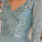 Nox Anabel MF104 Tea Length Sequin Bodice Short 3/4 Sleeve Dress
