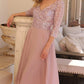 Nox Anabel MF104 Tea Length Sequin Bodice Short 3/4 Sleeve Dress