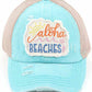 C.C Women's Distressed Aloha Beaches Patch Ponytail Cap