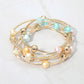 5PCS - Ball Metal Bar Beaded Stretch Multi Layered Bracelets