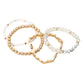 4PCS - Metal Faceted Beaded Stretch Multi Layered Bracelets