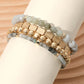 4PCS - Metal Faceted Beaded Stretch Multi Layered Bracelets