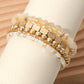 4PCS - Metal Faceted Beaded Stretch Multi Layered Bracelets