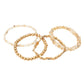4PCS - Metal Faceted Beaded Stretch Multi Layered Bracelets