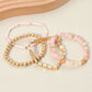4PCS - Metal Faceted Beaded Stretch Multi Layered Bracelets