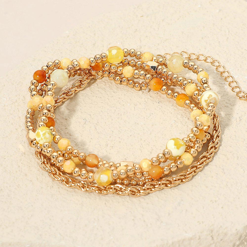 Beaded Stretch Chain Multi Layered Bracelets
