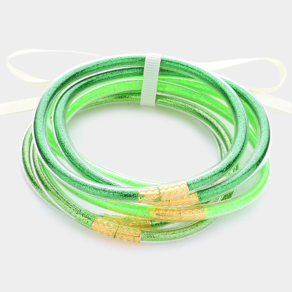 6PCS - Glitter Jelly Tube Bangle Bracelets