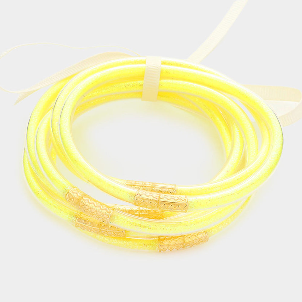 7PCS - Glitter Jelly Tube Bangle Bracelets