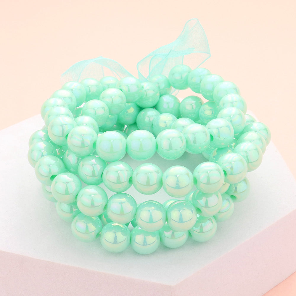 5 PULSERAS ELÁSTICAS - Holográficas con Cuentas