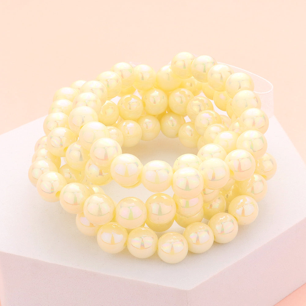 5 PULSERAS ELÁSTICAS - Holográficas con Cuentas
