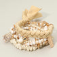 6PCS - Boho Turtle Beach Theme Charm Beaded Stretch Multi Layered Bracelets