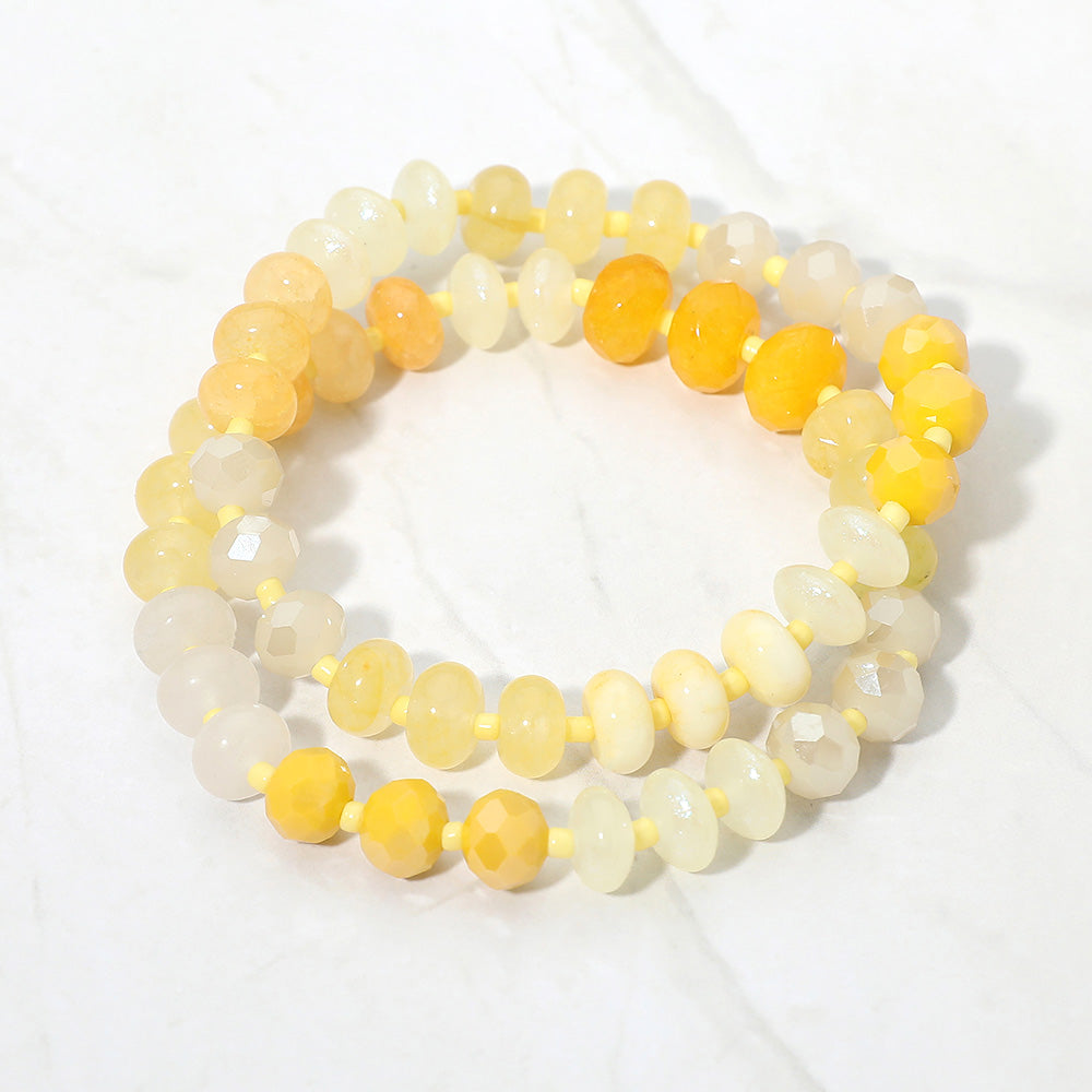 2PCS - Faceted Pebble Beaded Stretch Multi Layered Bracelets
