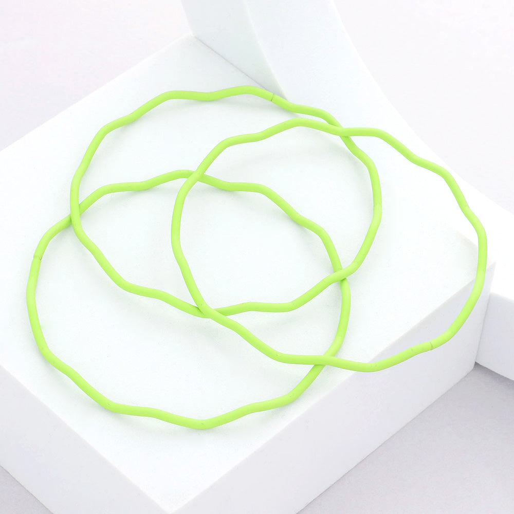 3PCS - Zigzag Chevron Wavy Bangle Bracelets
