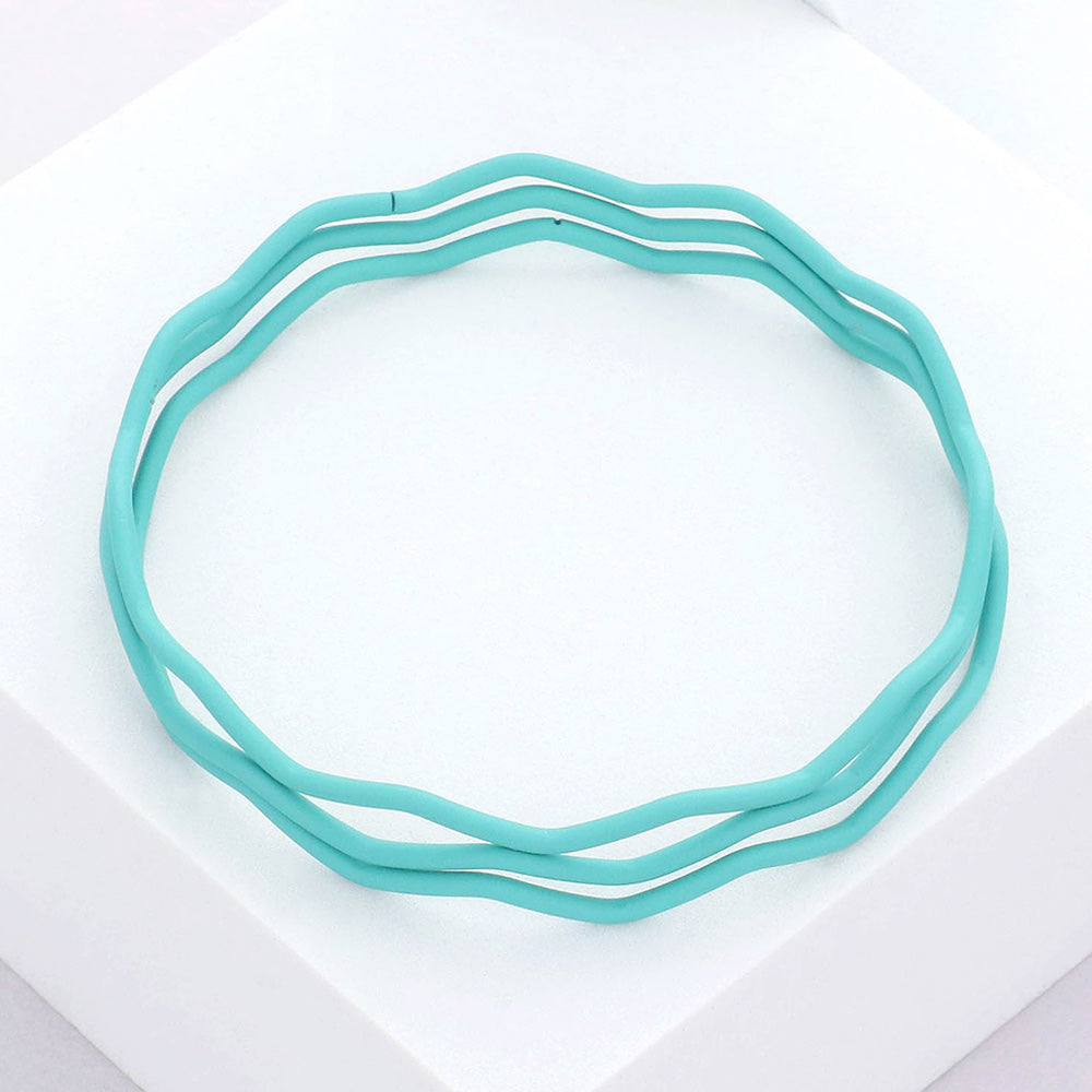 3PCS - Zigzag Chevron Wavy Bangle Bracelets
