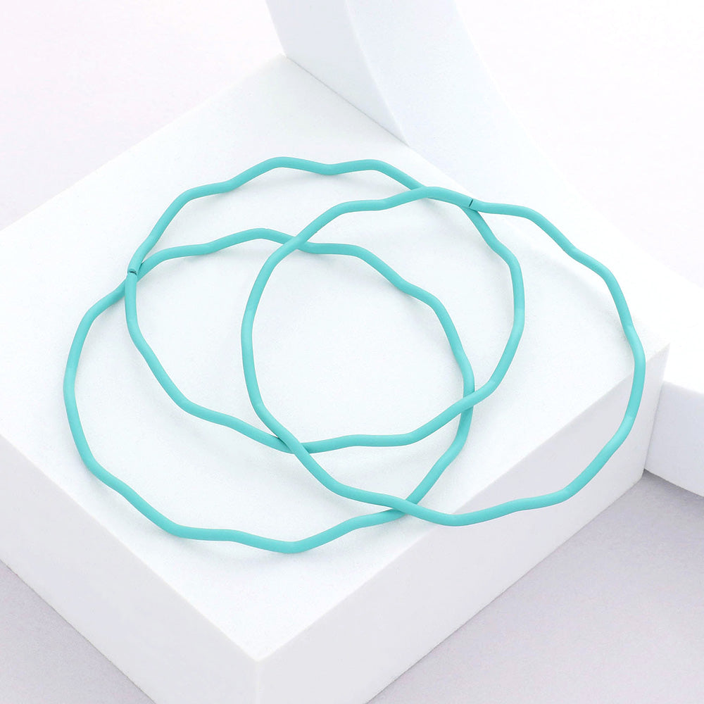 3PCS - Zigzag Chevron Wavy Bangle Bracelets