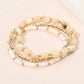 3PCS - Resin Pebble Metal Ball Beaded Stretch Multi Layered Bracelets