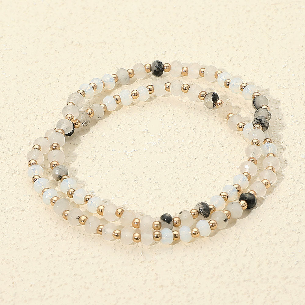 2PCS - Faceted Beaded Stretch Multi Layered Bracelets