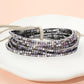 12PCS Ribbon Colorful Rhinestone Layered Stretch Bracelets