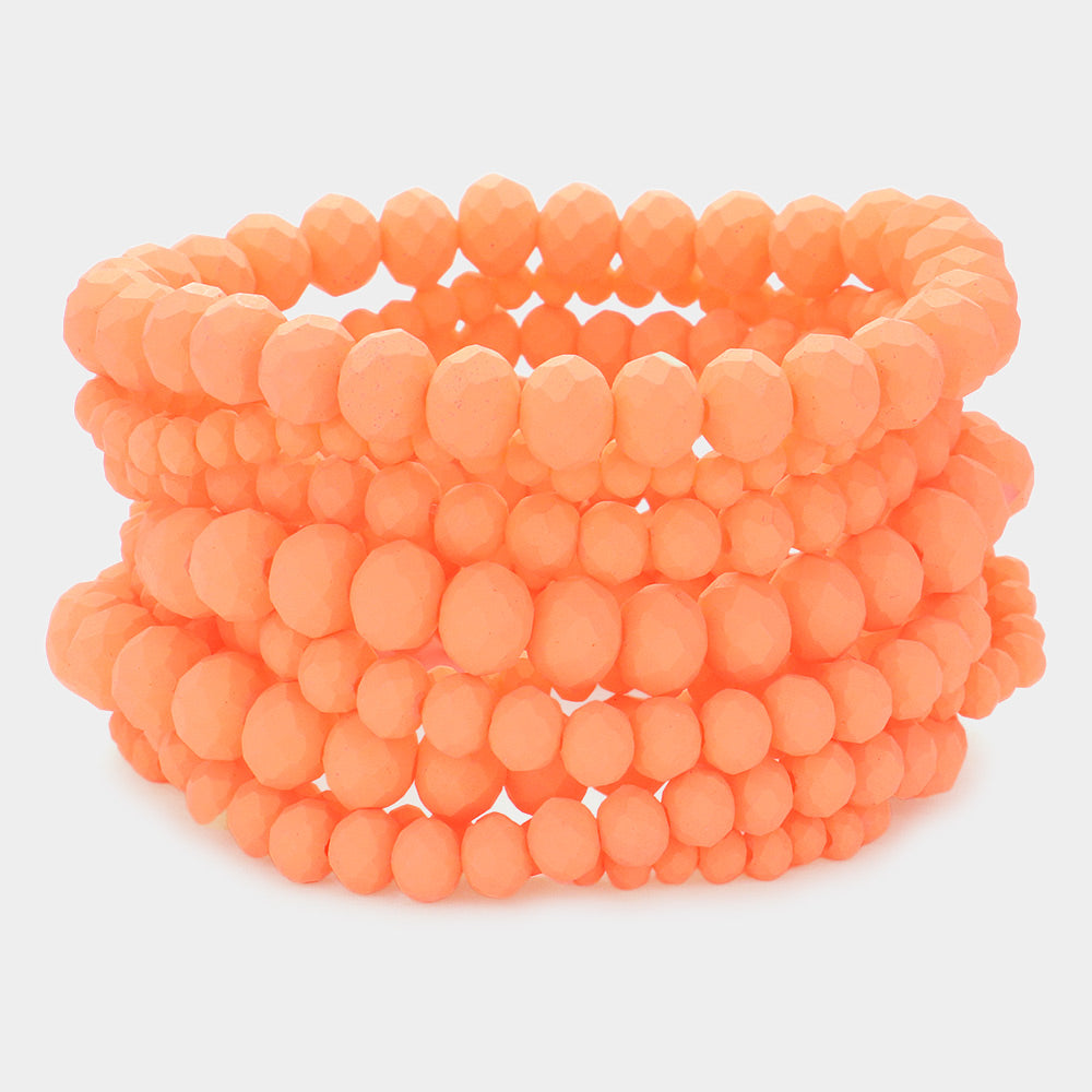 9PCS Faceted Bead Stretch Bracelets