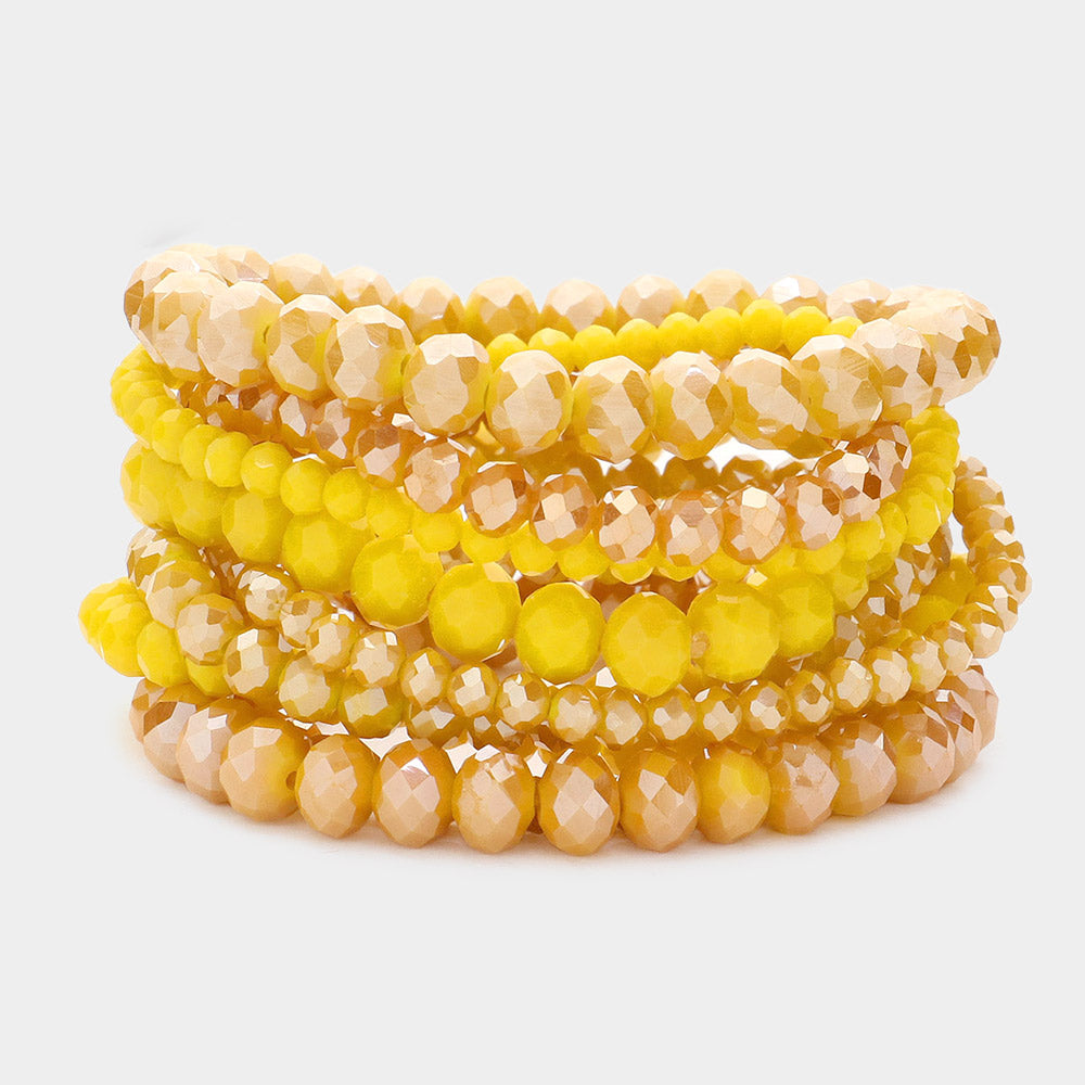 9PCS Faceted Bead Stretch Bracelets