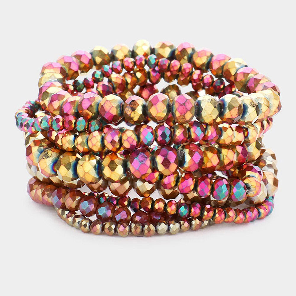 9PCS Faceted Bead Stretch Bracelets