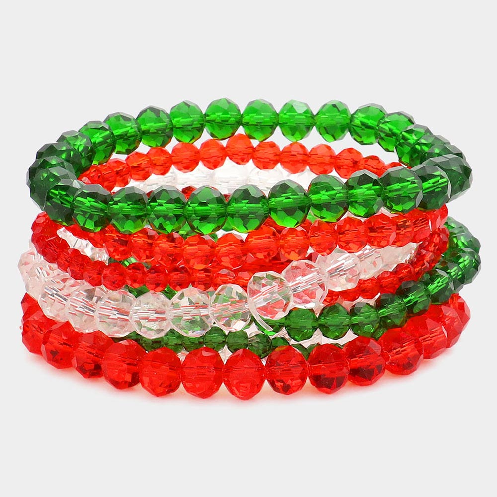 9PCS Faceted Bead Stretch Bracelets