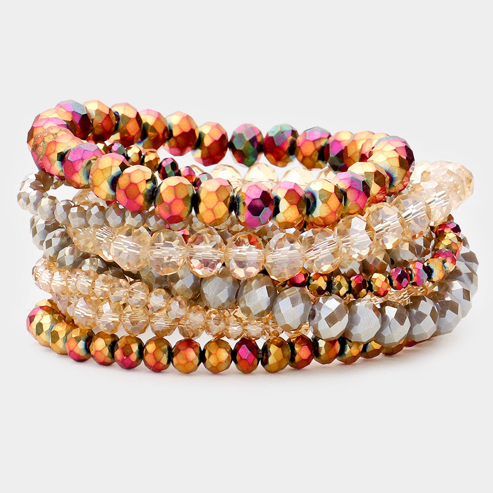 9PCS Faceted Bead Stretch Bracelets