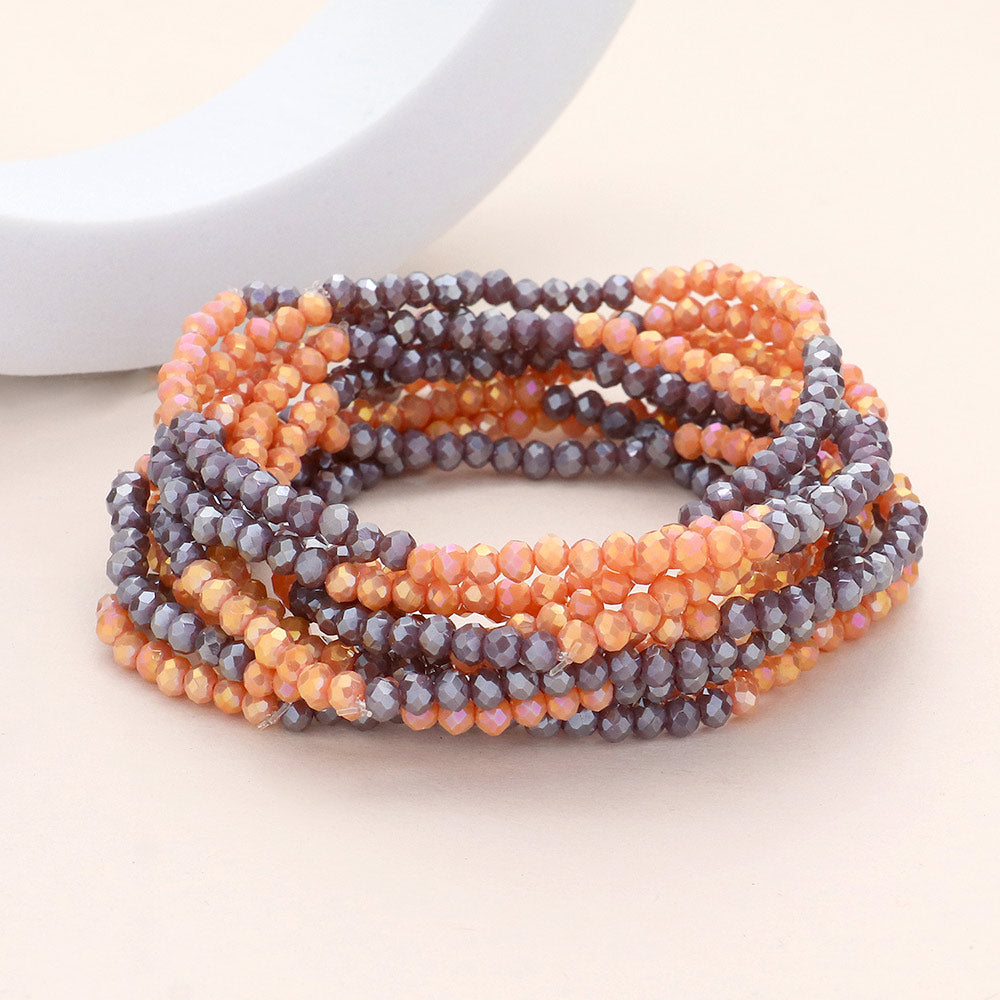 10PCS - Faceted Beaded Multi Layered Stretch Bracelets