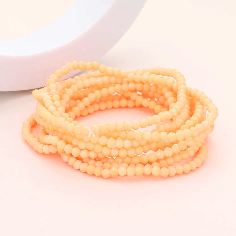 10PCS - Faceted Beaded Multi Layered Stretch Bracelets