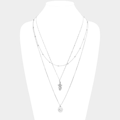 Evil Eye Body Pendant Metal Layered Necklace