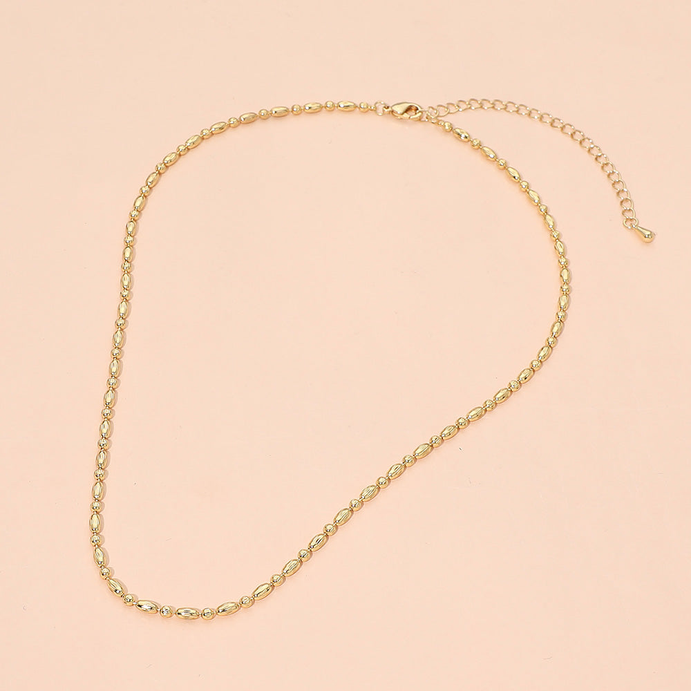 18K Gold Dipped Minimalist Beaded Chain Necklace