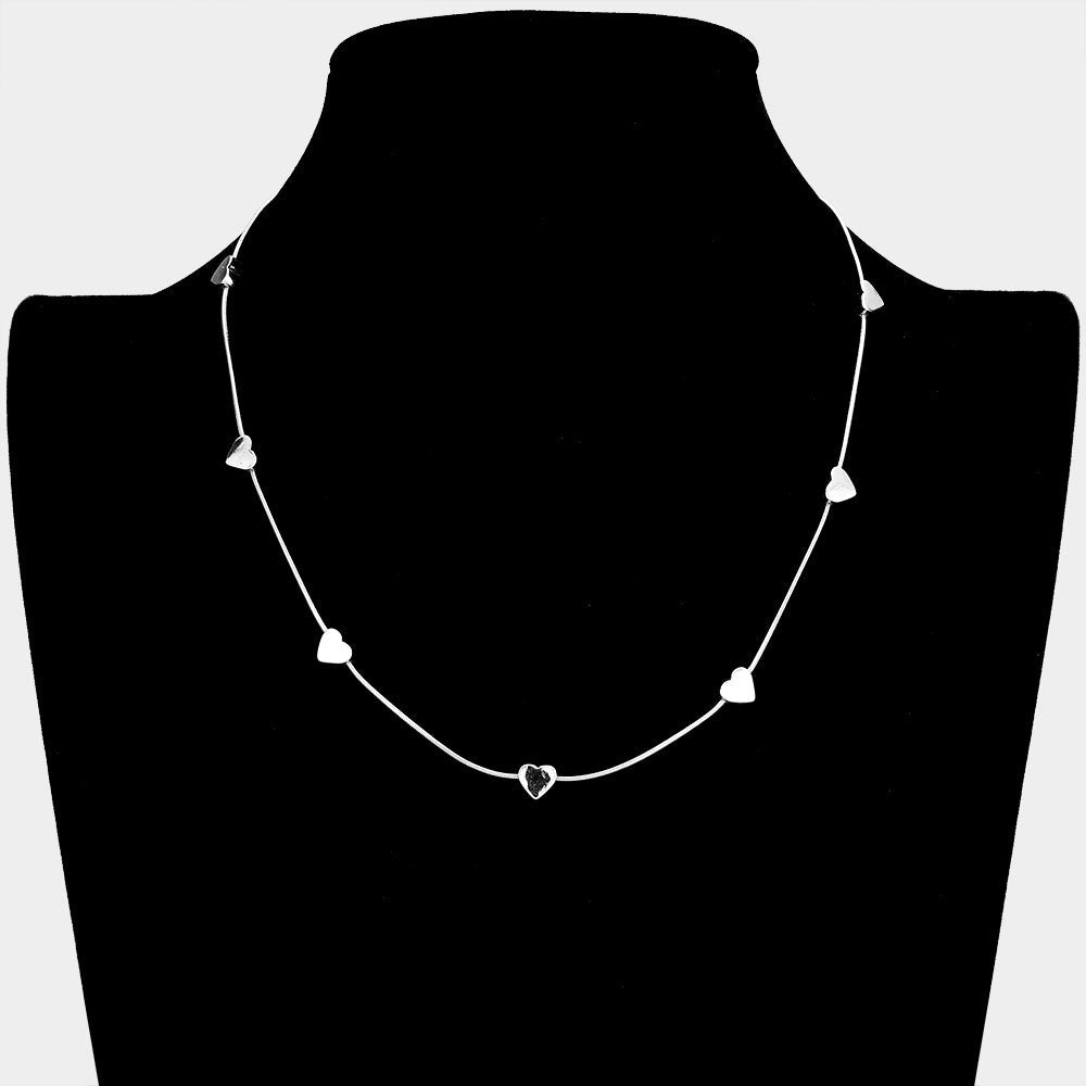 Metal Heart Station Necklace