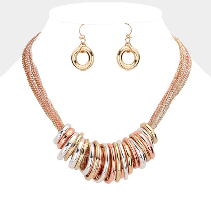 Antique Metal O-Ring Stacked Necklace