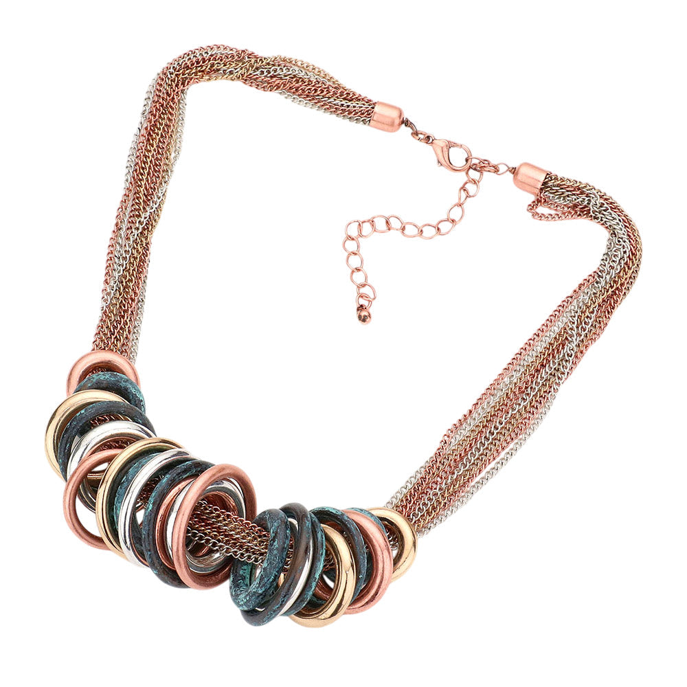 Antique Metal O-Ring Stacked Necklace