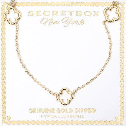 SECRET BOX_Genuine Gold Dipped Open Quatrefoil Station Necklace