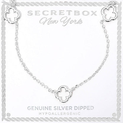 SECRET BOX_Genuine Silver Dipped Open Quatrefoil Station Necklace