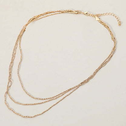 Triple Layered Brass Chain Necklace