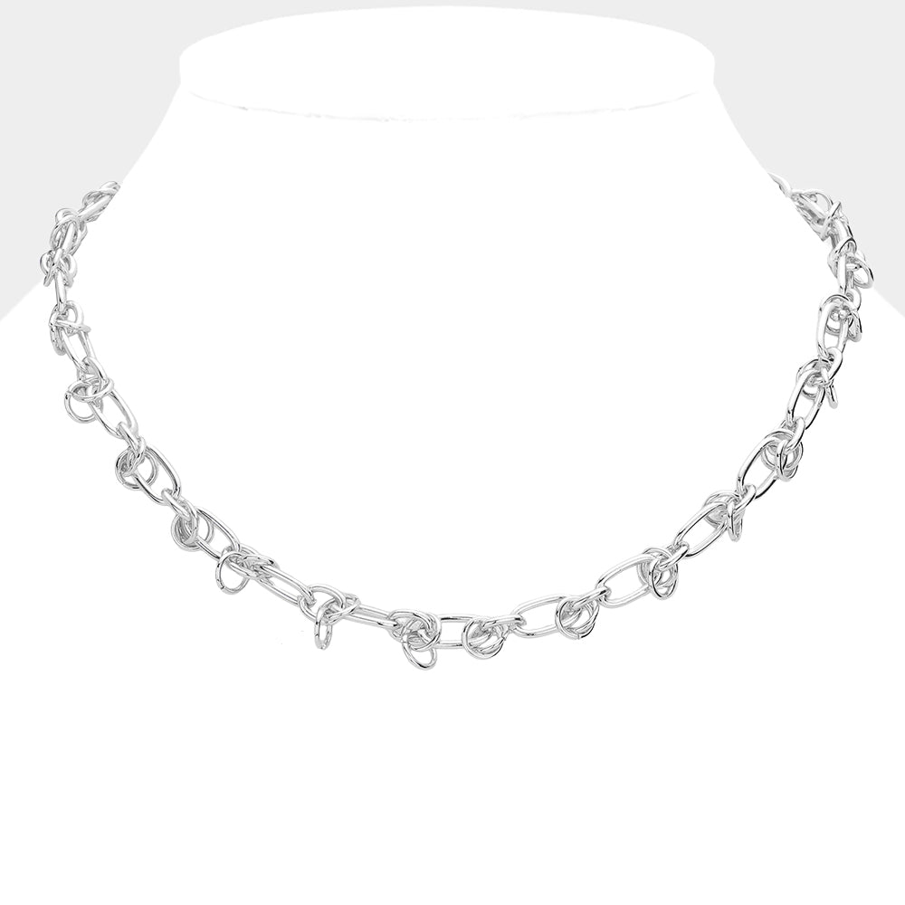 SECRET BOX_Brass Abstract Chain Necklace