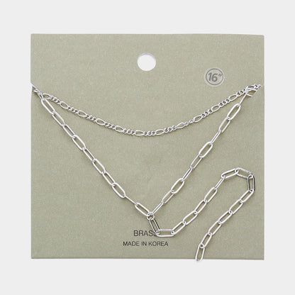 Brass Metal Open Metal Link Double Layered Y Necklace