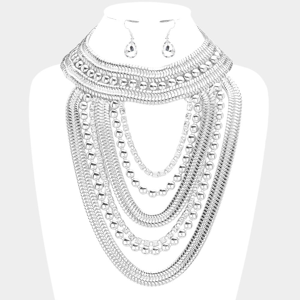 Draped Metal Statement Necklace
