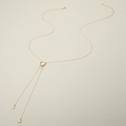 Heart Charm Accent Drop Necklace