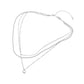 White Gold Dipped Heart Charm Pendant Accent Mixed Chain Layered Necklace