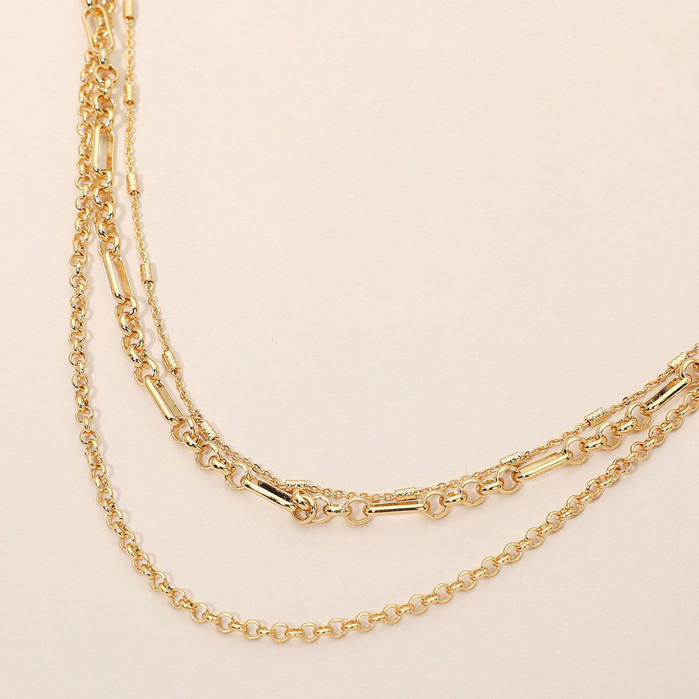 18K Gold Dipped Mixed Chain Layered Necklace