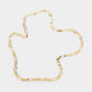 Gold Plated 24 Inch 6mm Figaro Metal Chain Necklace