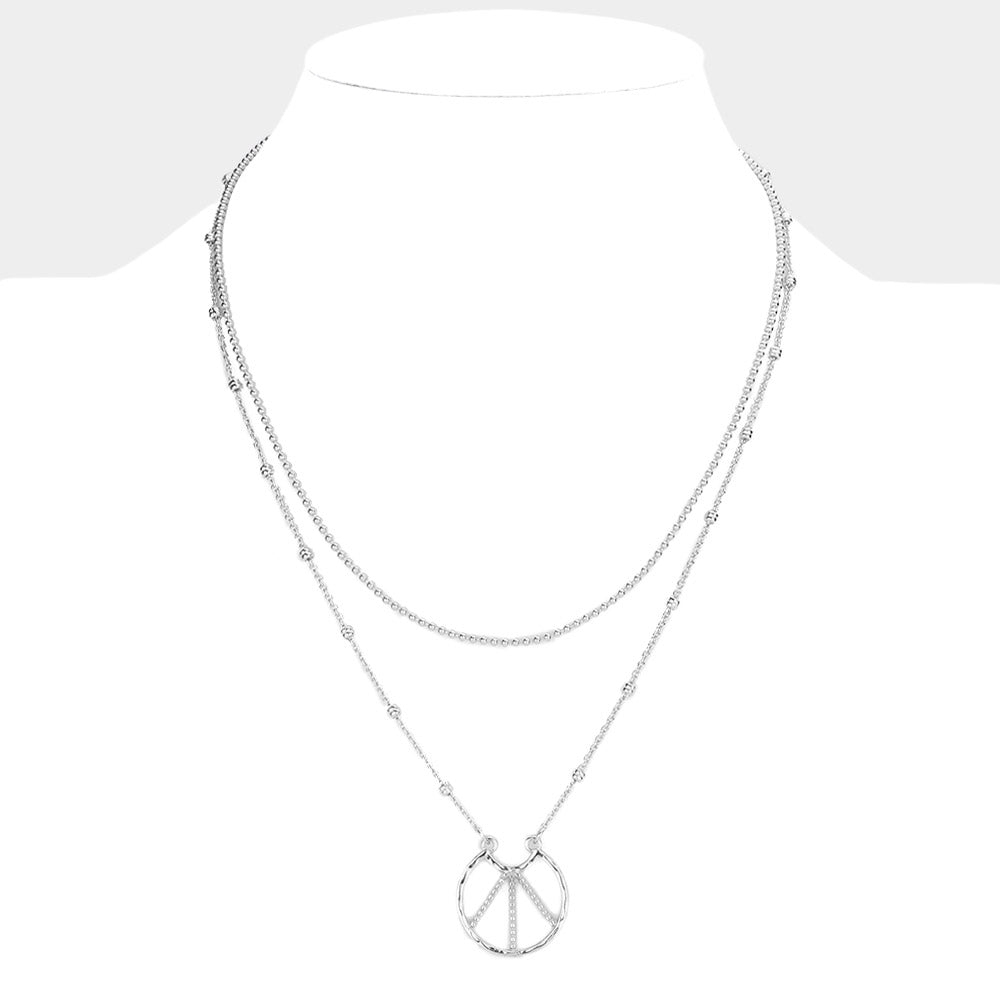 Peace Pendant Double Layered Necklace