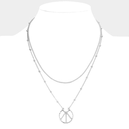 Peace Pendant Double Layered Necklace