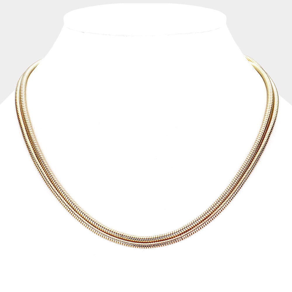 Metal Chain Double Layered Necklace