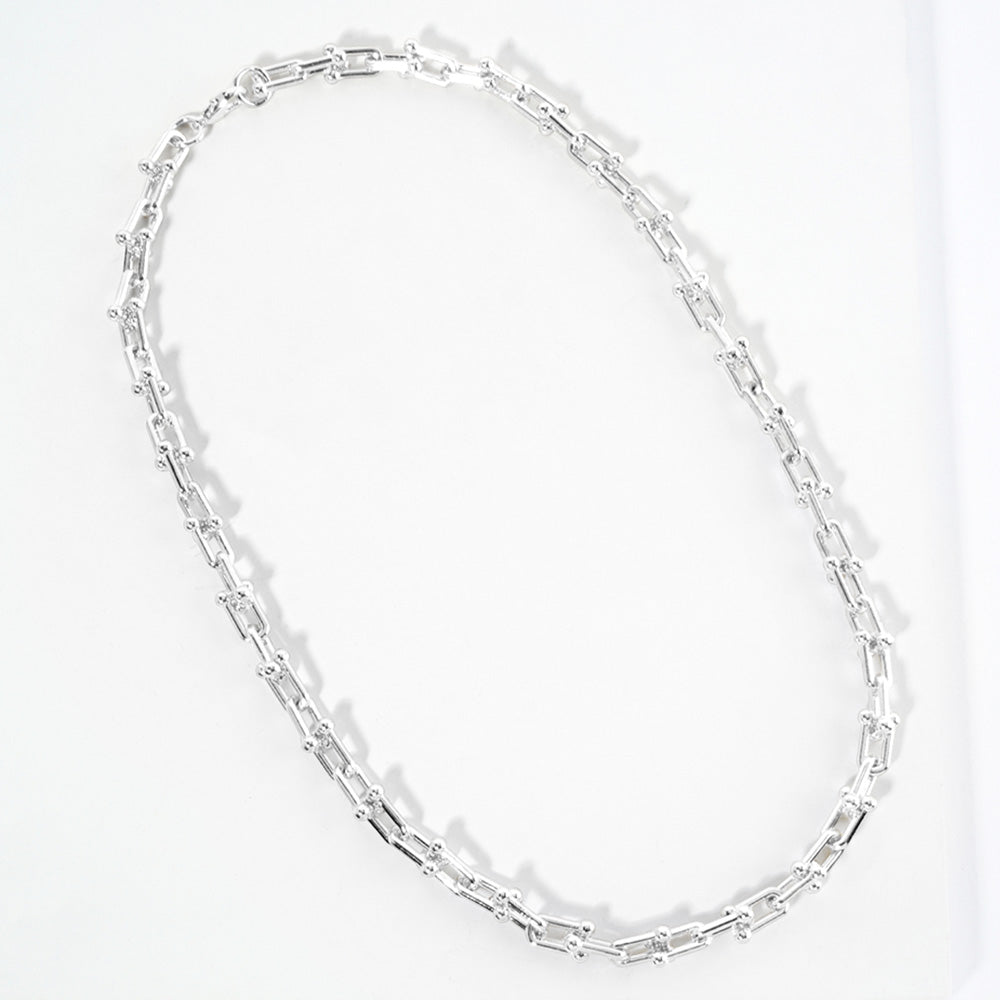 White Gold Dipped Hardware Chain Necklace