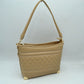 Quilted Diamond Pattern Shoulder Bag with Bottom Corner Accents
