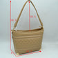 Quilted Diamond Pattern Shoulder Bag with Bottom Corner Accents
